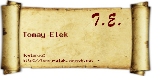 Tomay Elek névjegykártya